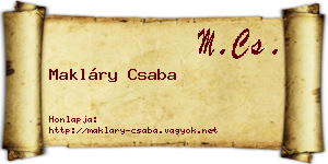 Makláry Csaba névjegykártya