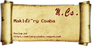 Makláry Csaba névjegykártya